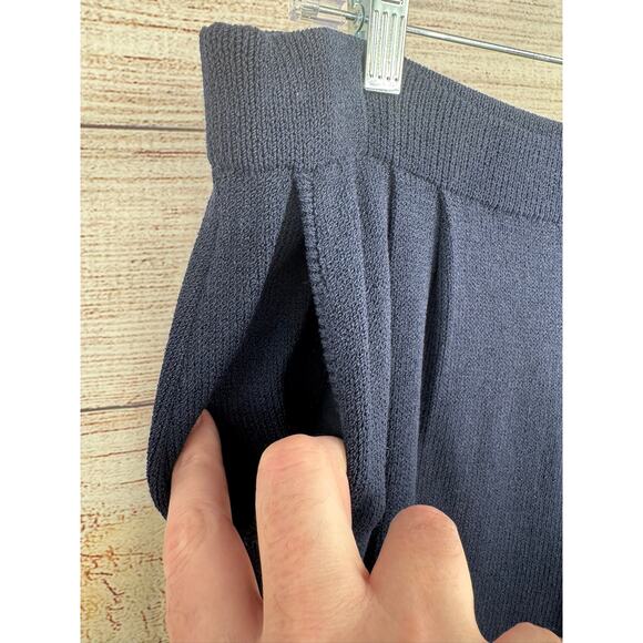 St. John Basics Pleated Knit Pull On Pants Womens 12 Navy Blue - Picture 6 of 8